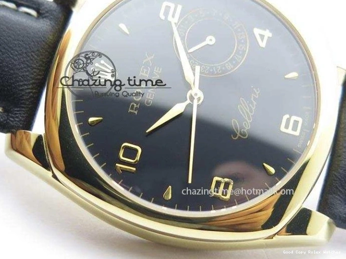 AAA Replica Watches YG On 3879 Numeral Black Leather Cellini Dial A Date Strap Black NewStyle Markers 0101